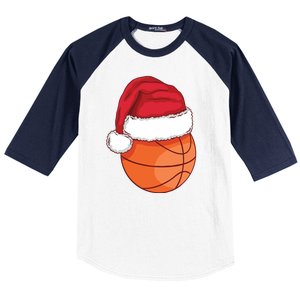 Christmas Basketball Santa Baseball Sleeve Shirt