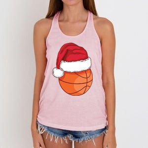 Christmas Basketball Santa Women's Knotted Racerback Tank