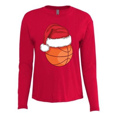 Christmas Basketball Santa Womens Cotton Relaxed Long Sleeve T-Shirt