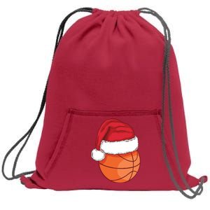 Christmas Basketball Santa Sweatshirt Cinch Pack Bag