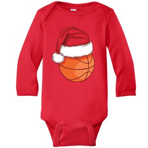 Christmas Basketball Santa Baby Long Sleeve Bodysuit