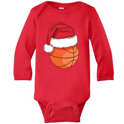 Christmas Basketball Santa Baby Long Sleeve Bodysuit