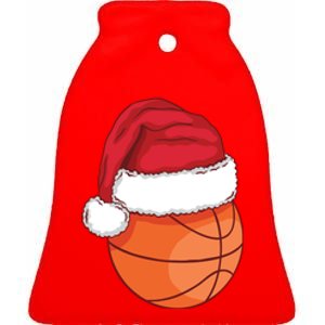 Christmas Basketball Santa Ceramic Bell Ornament