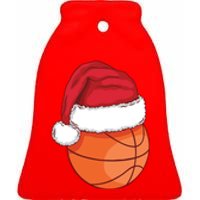 Christmas Basketball Santa Ceramic Bell Ornament