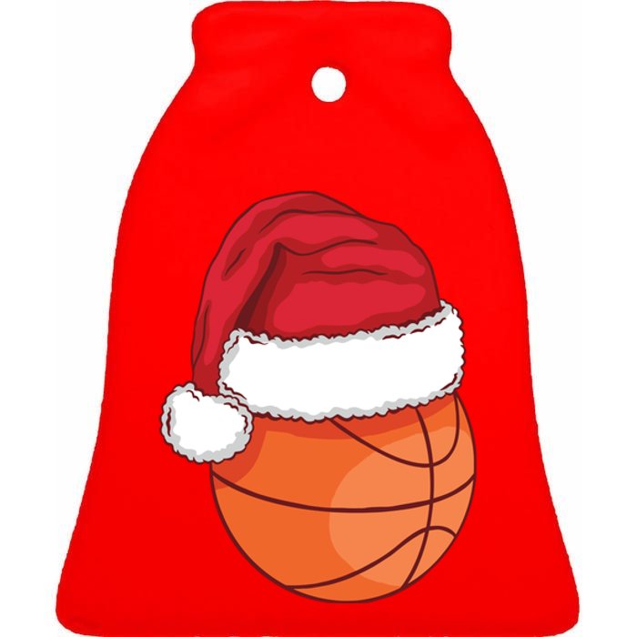 Christmas Basketball Santa Ceramic Bell Ornament