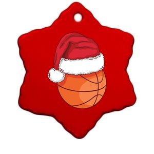 Christmas Basketball Santa Ceramic Star Ornament