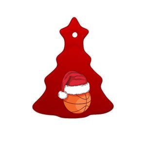 Christmas Basketball Santa Ceramic Tree Ornament