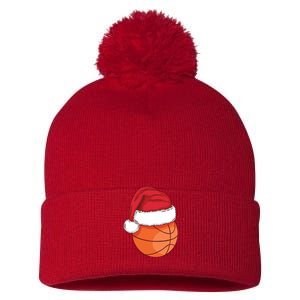 Christmas Basketball Santa Pom Pom 12in Knit Beanie