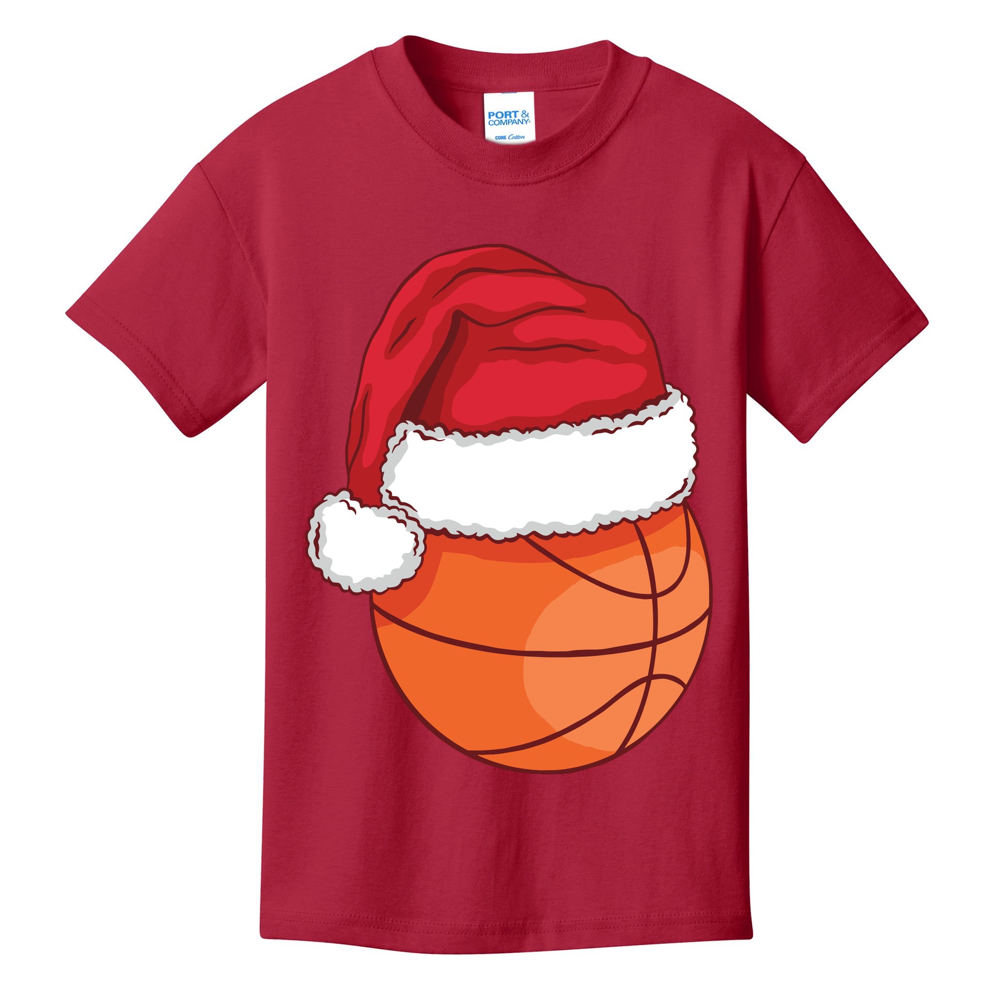 Christmas Basketball Santa Kids T-Shirt