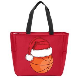 Christmas Basketball Santa Zip Tote Bag