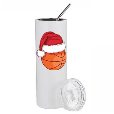 Christmas Basketball Santa Stainless Steel Tumbler