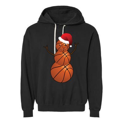 Christmas Basketball Snowman Garment-Dyed Fleece Hoodie