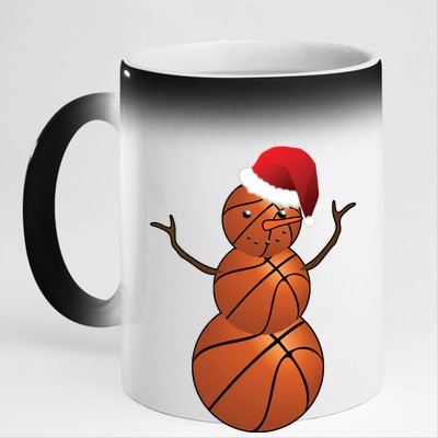 Christmas Basketball Snowman 11oz Black Color Changing Mug