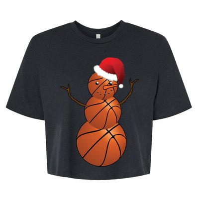 Christmas Basketball Snowman Bella+Canvas Jersey Crop Tee