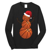 Christmas Basketball Snowman Long Sleeve Shirt