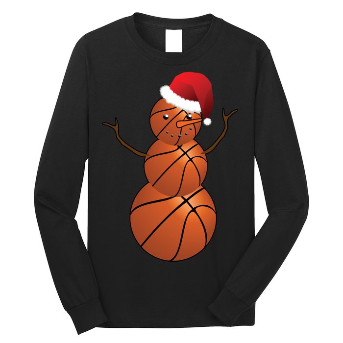 Christmas Basketball Snowman Long Sleeve Shirt