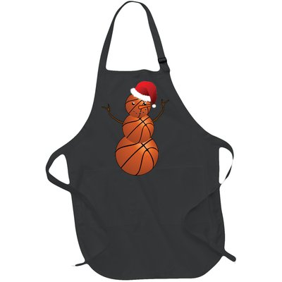 Christmas Basketball Snowman Full-Length Apron With Pockets