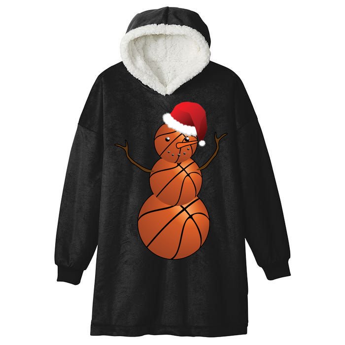 Christmas Basketball Snowman Hooded Wearable Blanket