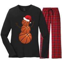 Christmas Basketball Snowman Women's Long Sleeve Flannel Pajama Set 