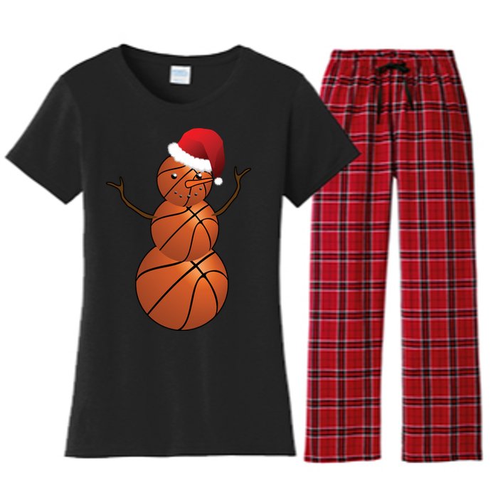 Christmas Basketball Snowman Women's Flannel Pajama Set