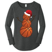 Christmas Basketball Snowman Women's Perfect Tri Tunic Long Sleeve Shirt