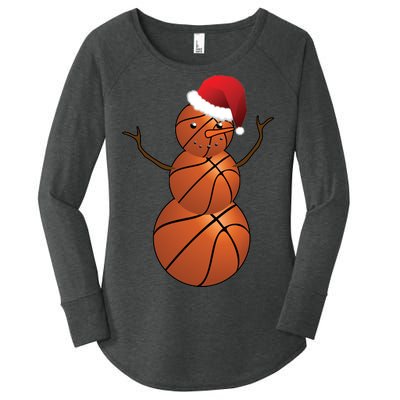 Christmas Basketball Snowman Women's Perfect Tri Tunic Long Sleeve Shirt