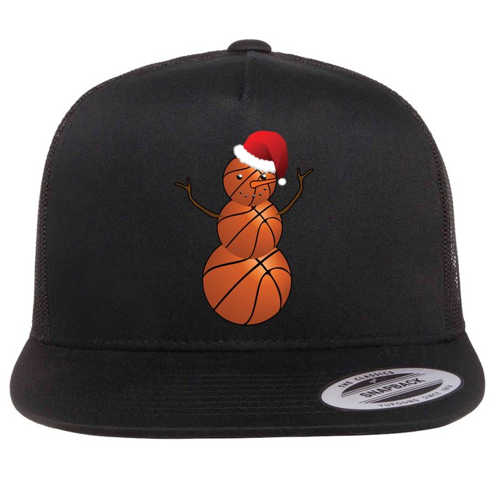 Christmas Basketball Snowman Flat Bill Trucker Hat