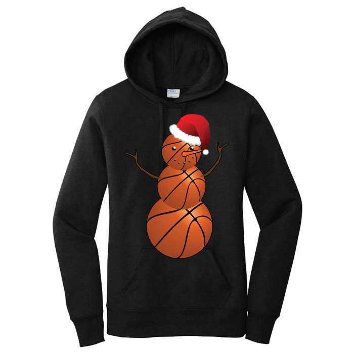 Christmas Basketball Snowman Women's Pullover Hoodie