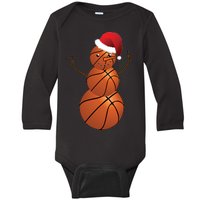 Christmas Basketball Snowman Baby Long Sleeve Bodysuit