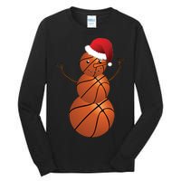 Christmas Basketball Snowman Tall Long Sleeve T-Shirt