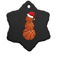 Christmas Basketball Snowman Ceramic Star Ornament