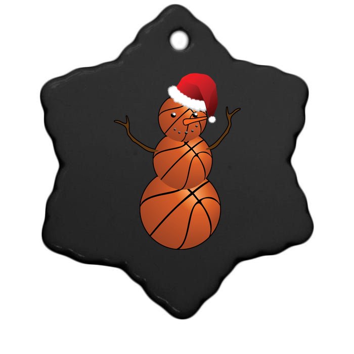 Christmas Basketball Snowman Ceramic Star Ornament