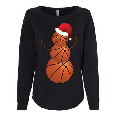 Christmas Basketball Snowman Womens California Wash Sweatshirt