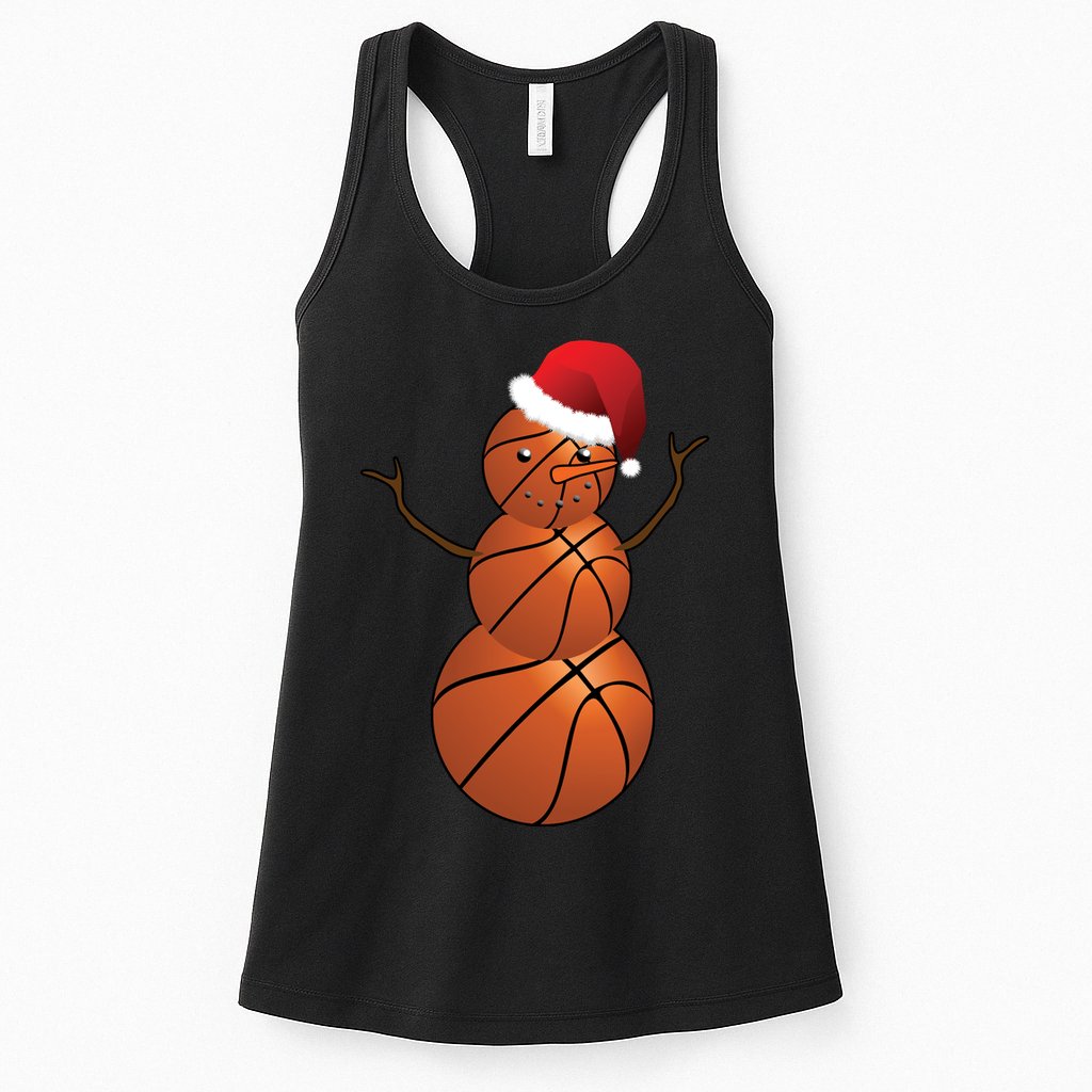 Christmas Basketball Snowman Womens Tank Top
