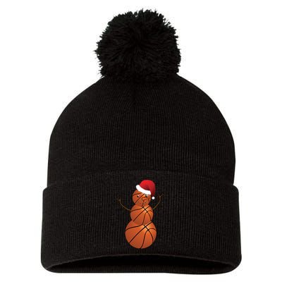 Christmas Basketball Snowman Pom Pom 12in Knit Beanie