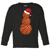 Christmas Basketball Snowman Toddler Long Sleeve Shirt