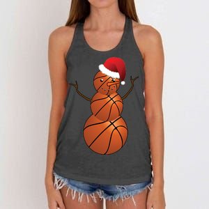 Christmas Basketball Snowman Women's Knotted Racerback Tank