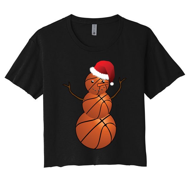 Christmas Basketball Snowman Crop Top