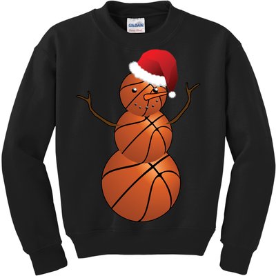 Christmas Basketball Snowman Kids Sweatshirt