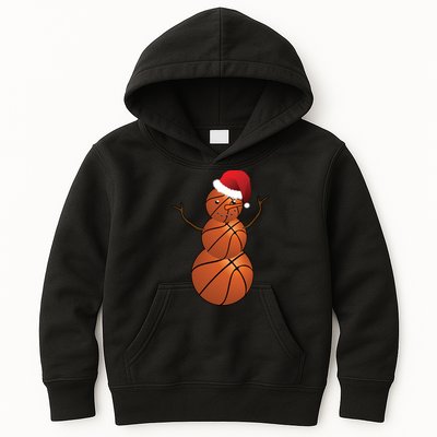 Christmas Basketball Snowman Kids Hoodie