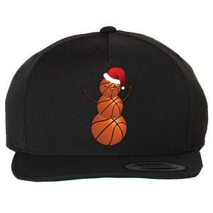 Christmas Basketball Snowman Wool Snapback Cap