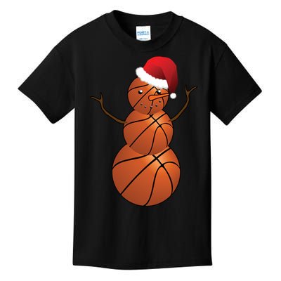 Christmas Basketball Snowman Kids T-Shirt