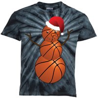 Christmas Basketball Snowman Kids Tie-Dye T-Shirt