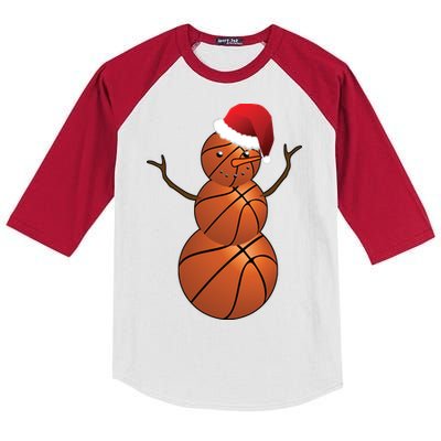 Christmas Basketball Snowman Kids Colorblock Raglan Jersey