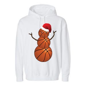 Christmas Basketball Snowman Garment-Dyed Fleece Hoodie