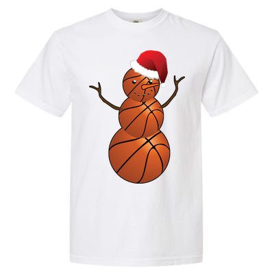 Christmas Basketball Snowman Garment-Dyed Heavyweight T-Shirt