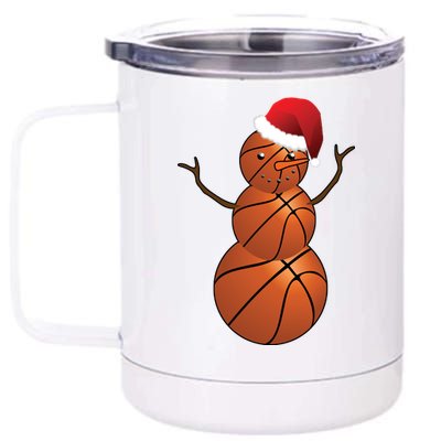 Christmas Basketball Snowman 12 oz Stainless Steel Tumbler Cup