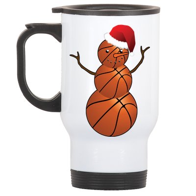 Christmas Basketball Snowman Stainless Steel Travel Mug