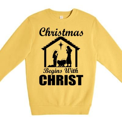 Christmas Begins With Christ Premium Crewneck Sweatshirt