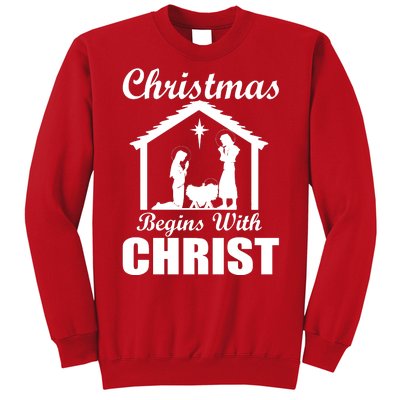 Christmas Begins With Christ Sweatshirt